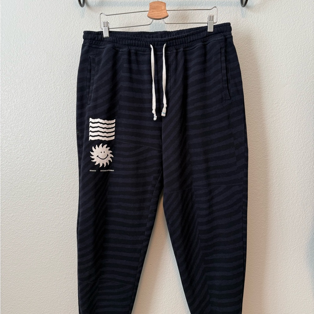 Stance Black Striped Sweatpants with Graphic Size XL
